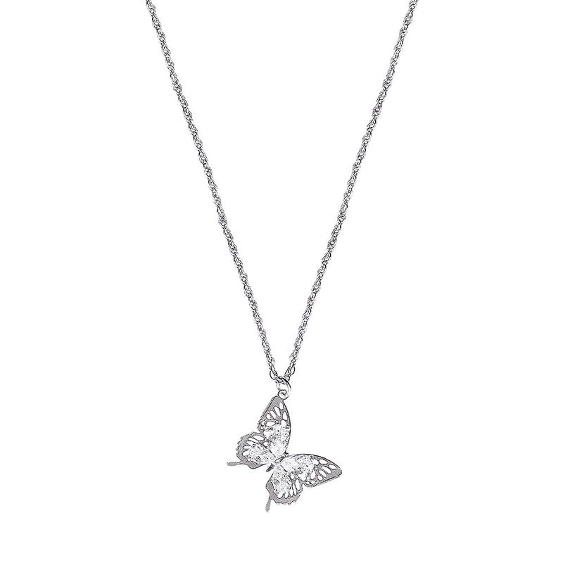 VVV（ブイブイブイ）の「CUBIC ZIRCONIA SILVER BUTTERFLY PENDANT NECKLACE（Accessories）」