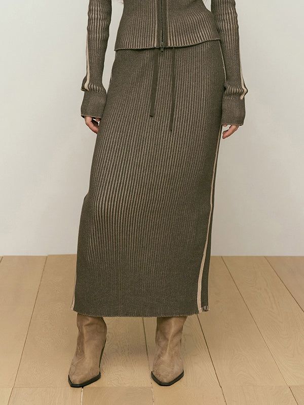 KIRSH（キルシー）の「GARMENT KNIT LONG SKIRT [KHAKI]（Skirts）」