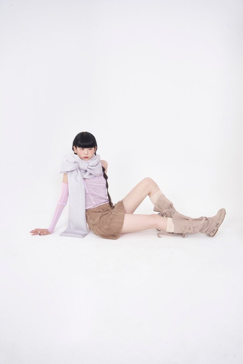 Ribbon Muffler_White Gray
