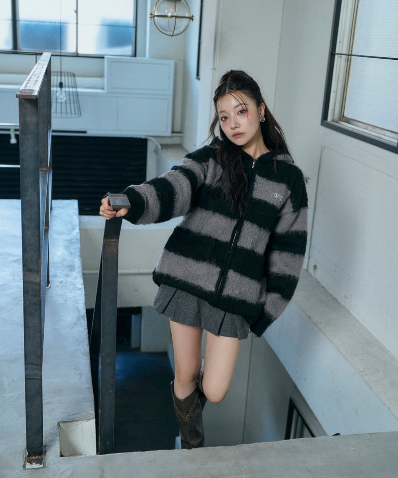 UNISEX ボーダーブークレフーディニット