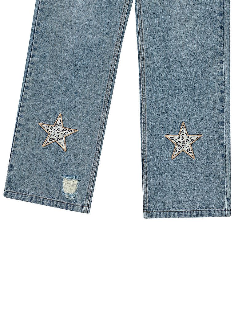 STAR APLIQUE DENIM PANTS LIGHT BLUE