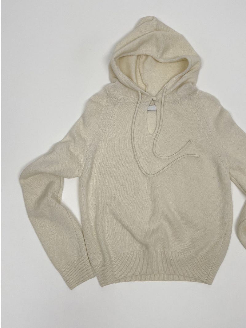 [wool 55%] Mini Hole Raglan Hooded Knit