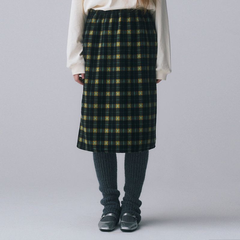 FUN FROM FUN(ファンフロムファン)の「CHECK MIDI SKIRT, BLACK(Skirts)」