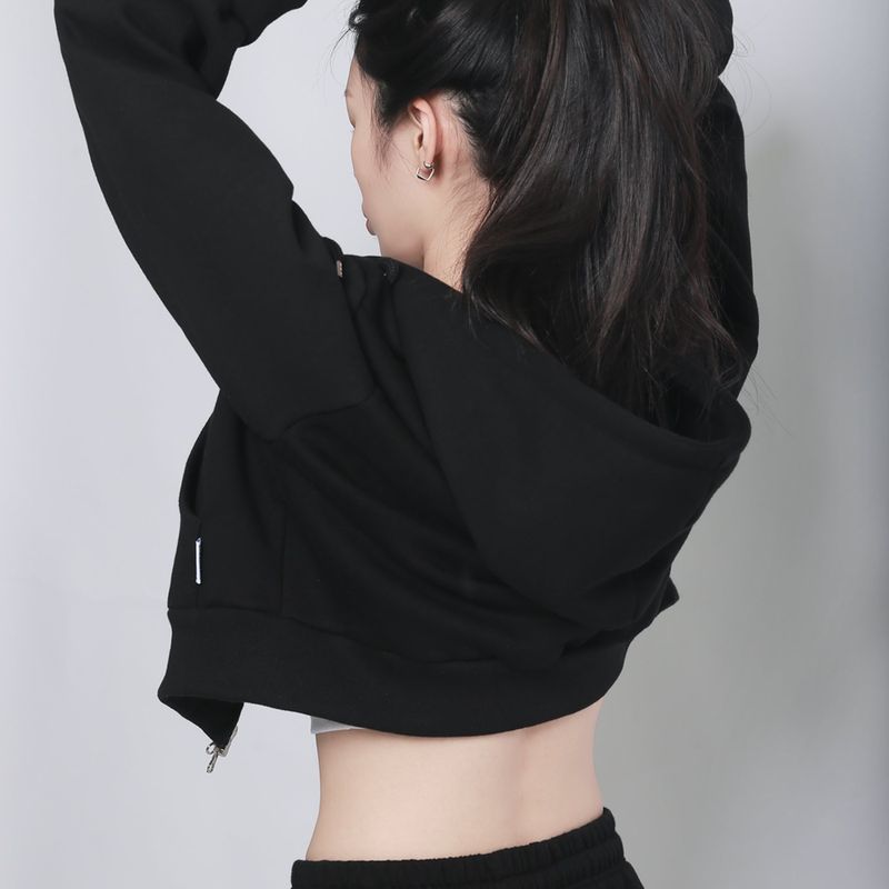 CHRYSTHEMUM HOODIE ZIP UP (BLACK)
