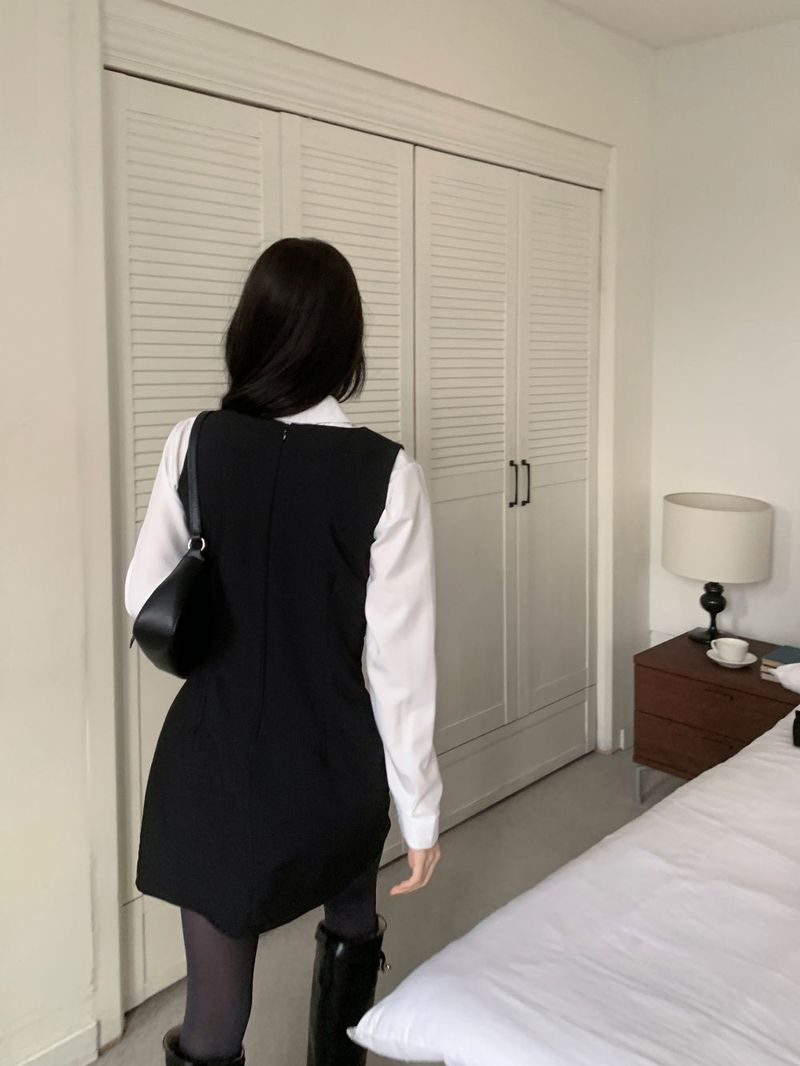 Soft Palette Panel-Cut Collar Shirt Blouse