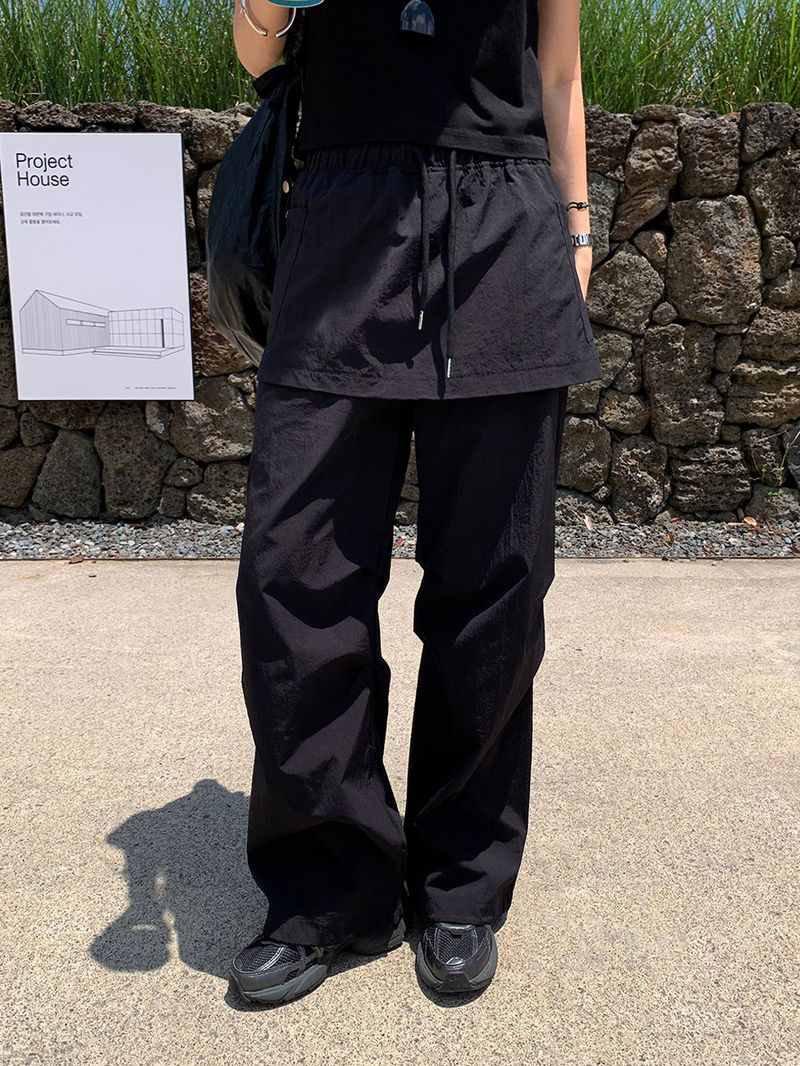 [MADE] Kaen Nylon Layered Skirt Banding Pants