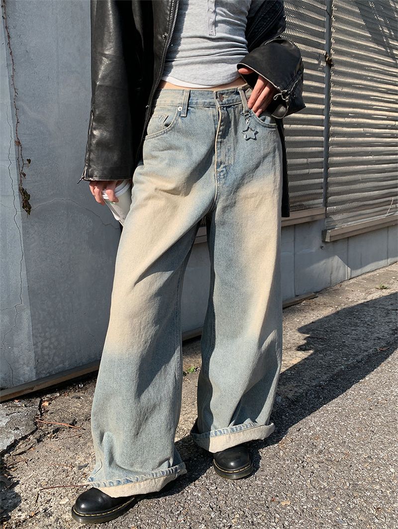 KEYRING WASHED WIDE JEANS