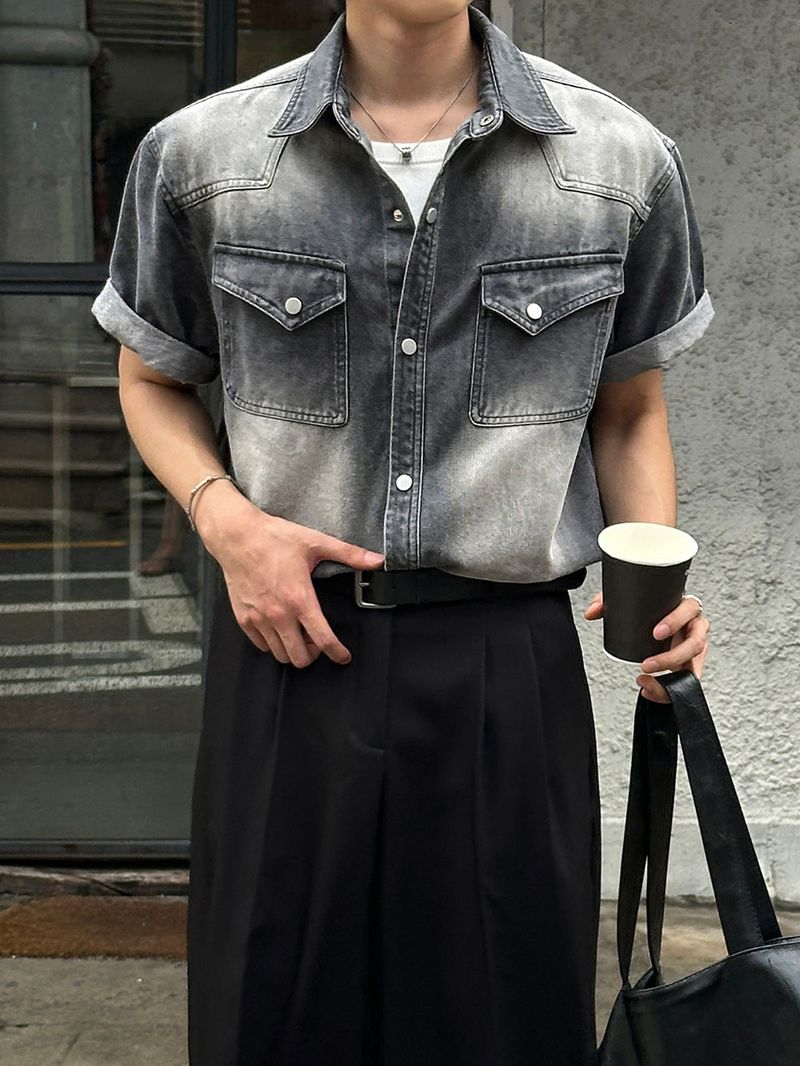 lemenne（ルメンヌ）の「LMN Labo Slab Western Short-Sleeve Denim Shirt (5 colors)（Tops）」