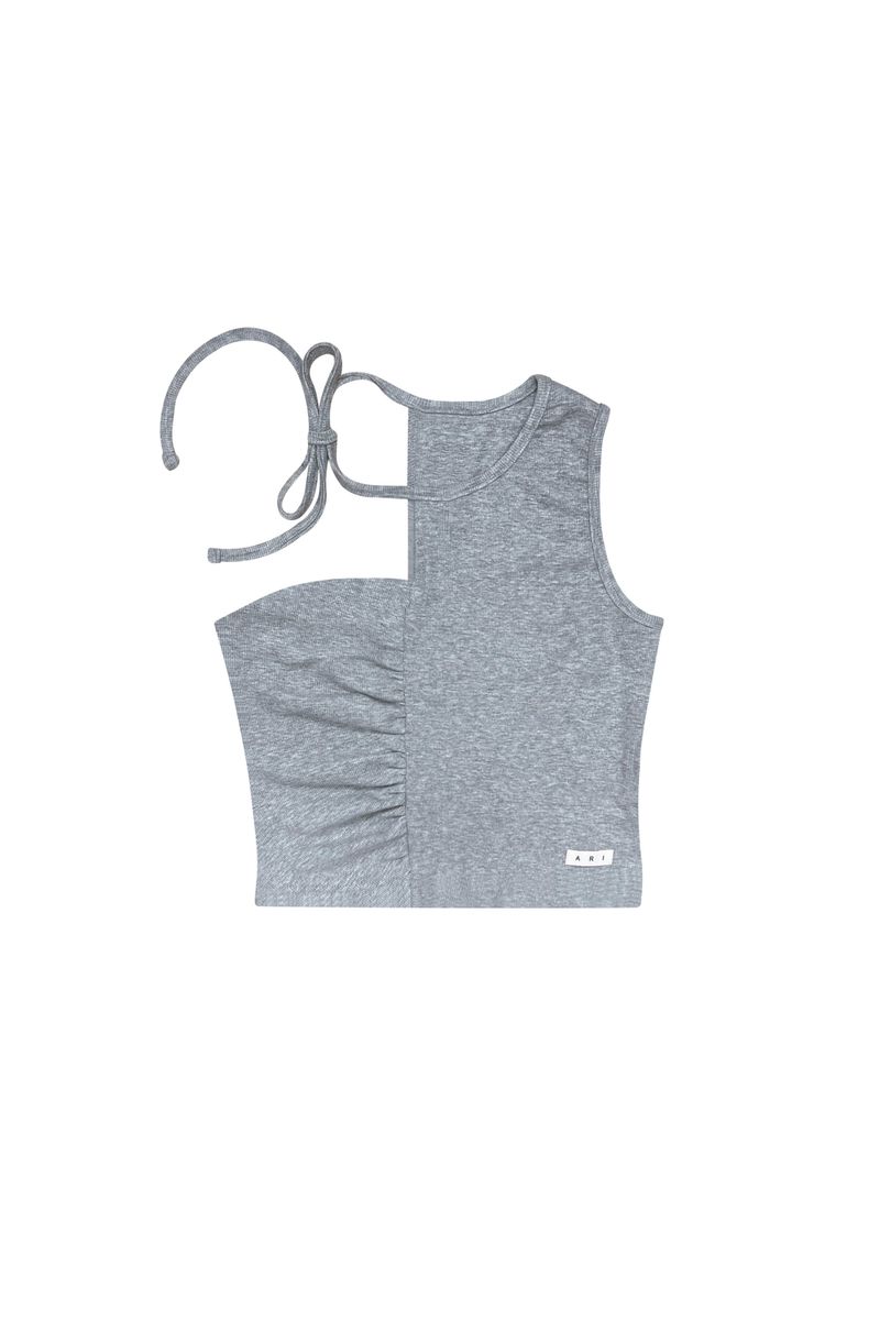 BEBE UNBALANCE SLEEVELESS TOP / GRAY