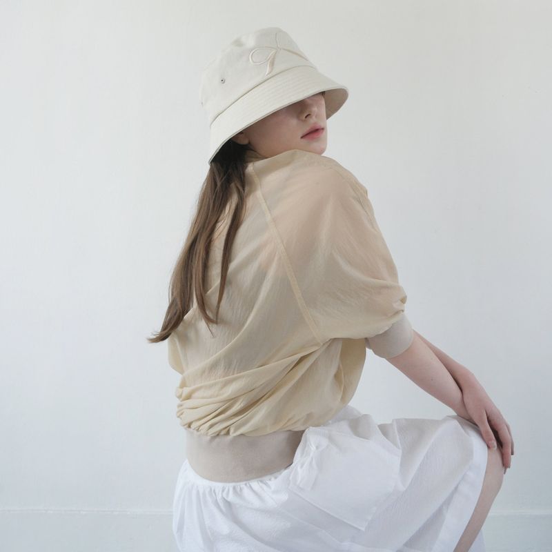Beige Nylon Ruffle Blouse