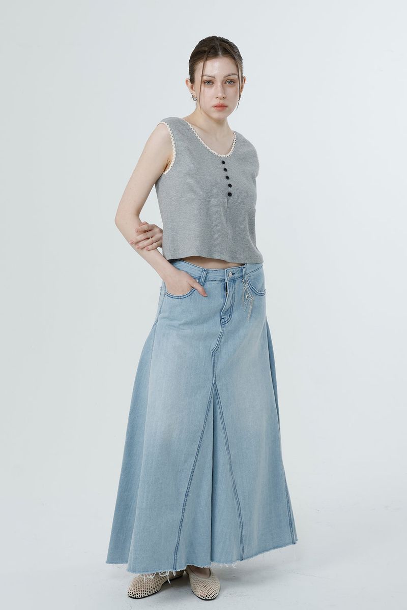WAFFLE SLEEVELESS_MELANGE GRAY