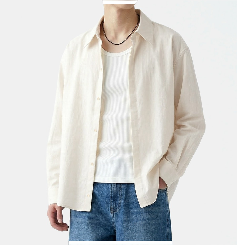 Overfit Stretch Crop Shirt Ivory
