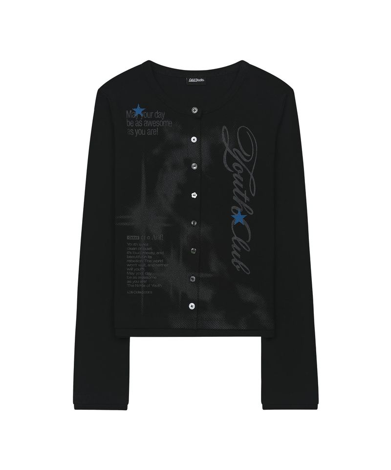 ODDSTUDIO（オッドスタジオ）の「Button Point Layered Cardigan - BLACK（Tops）」