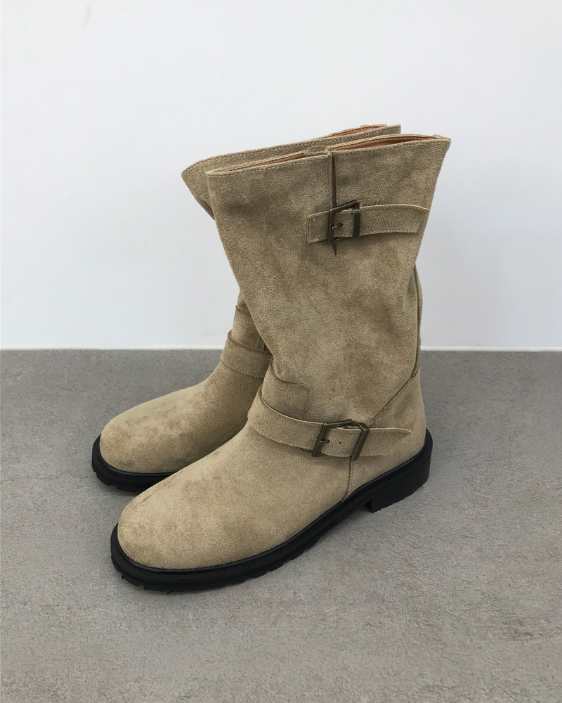 Velour suede buckle boots (2color)