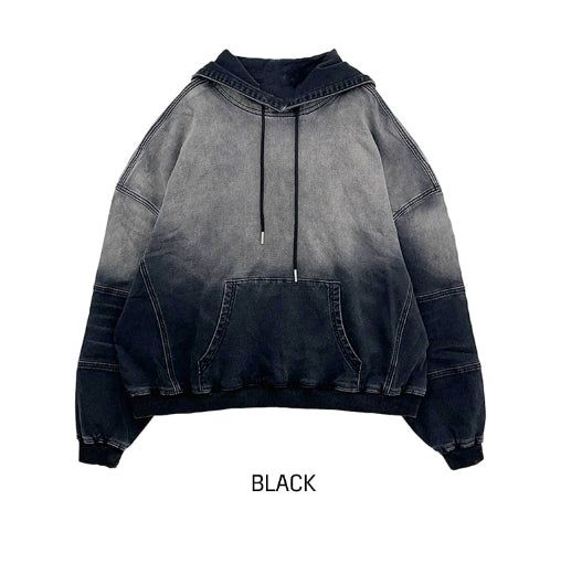 Gradation washing denim hoodie