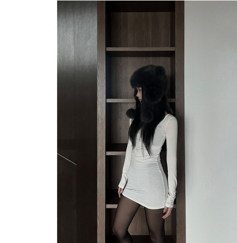 Mad See-through Inner U-Neck Long Sleeve Tee (2 colors)