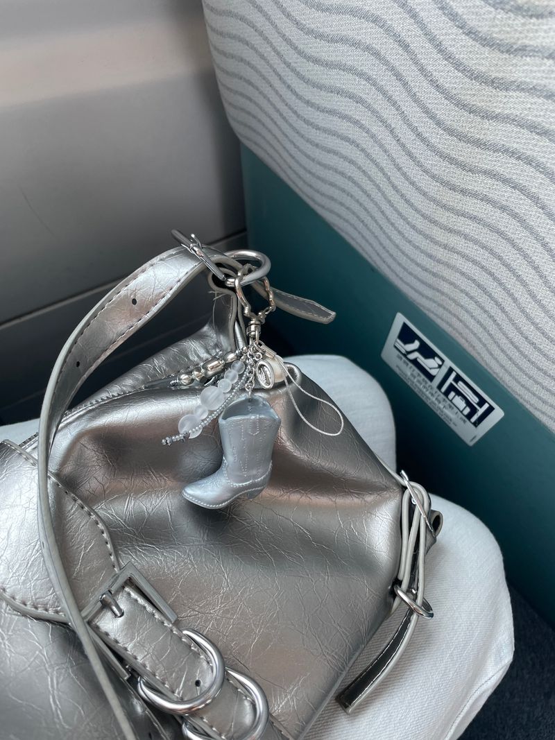 Silver Boots Pendant Keyring Charm with Strap
