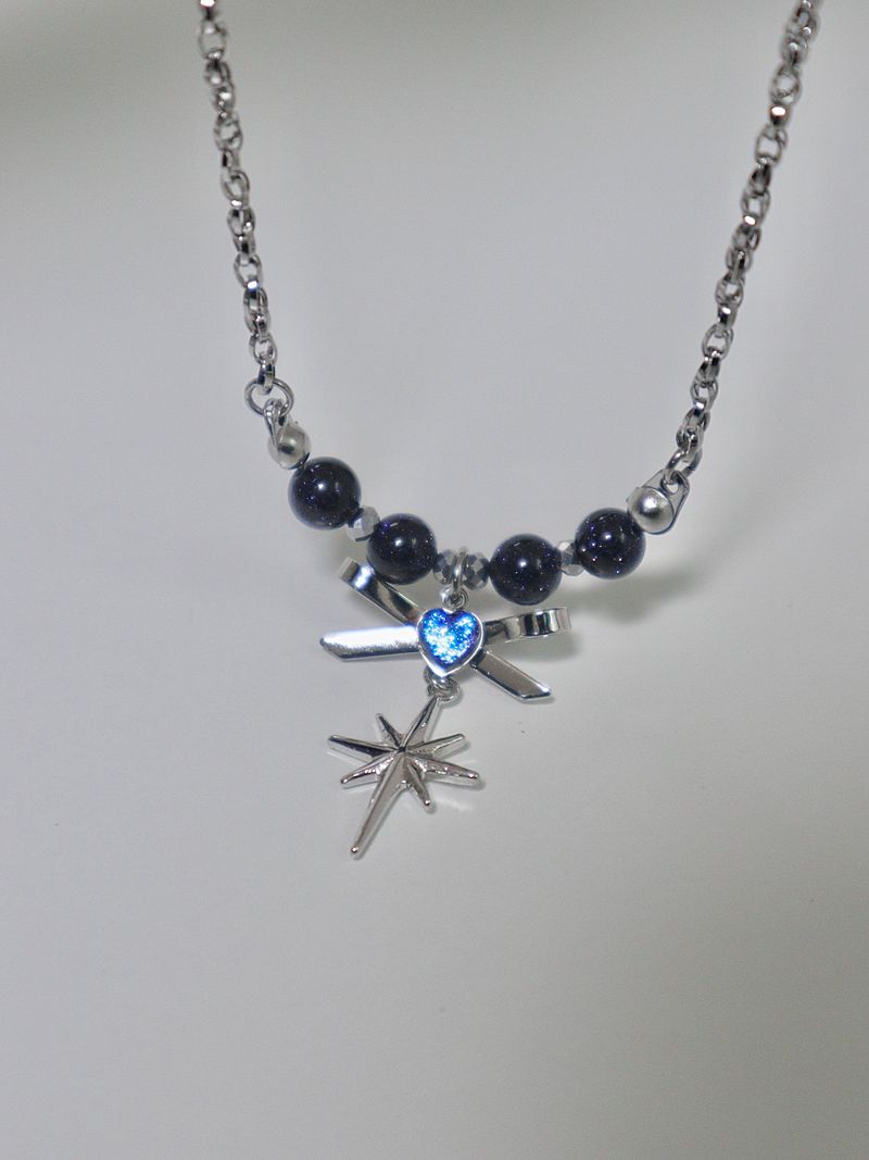 purple starlight heart ribbon necklace