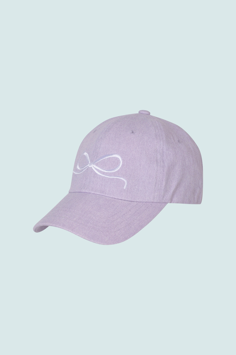 WHITE BOW EMBROIDERY CAP (PURPLE)