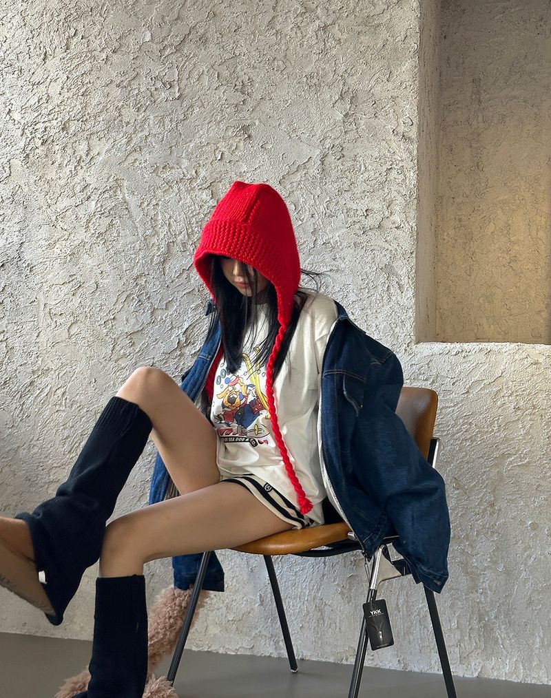 Double-sided reversible denim padded coat