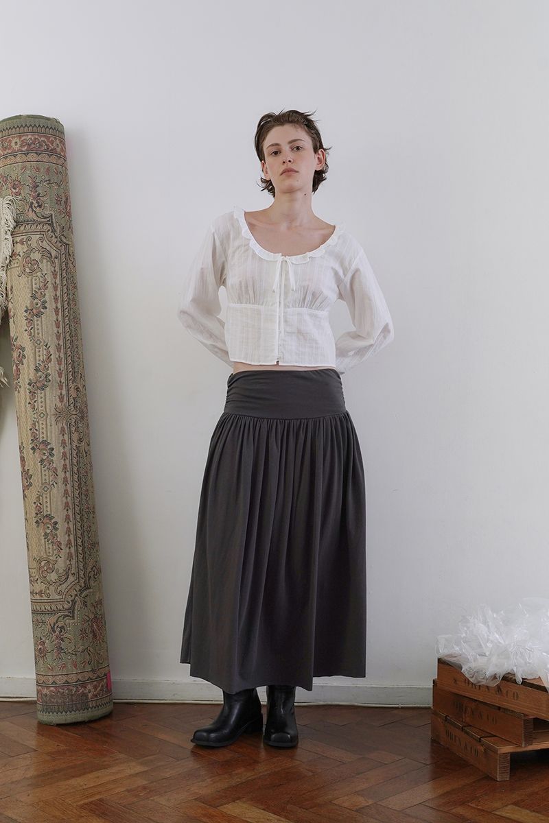 Mona shirring skirt_charcoal