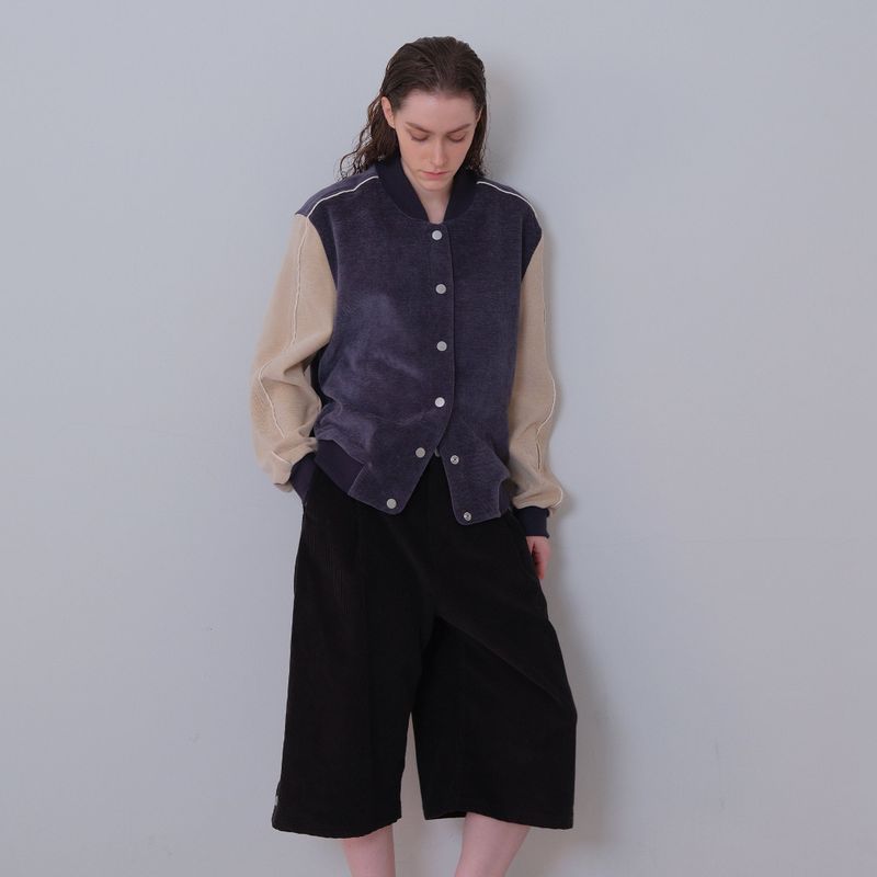 Black Corduroy Snap Bermuda Pants
