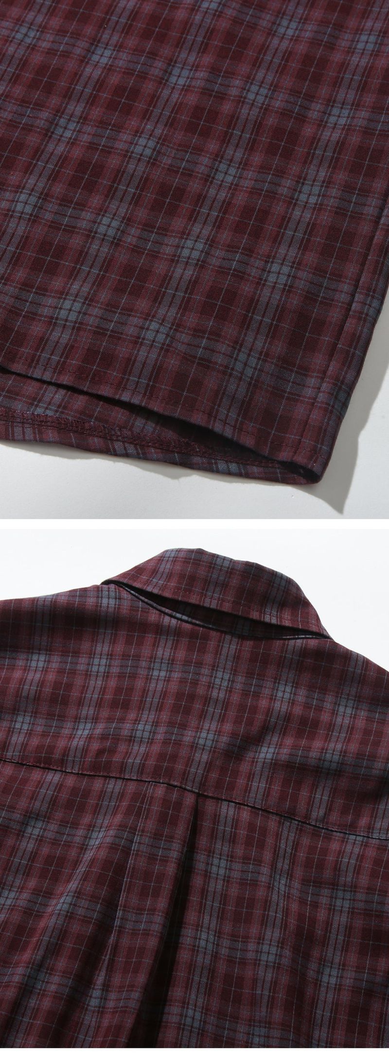 SOFT AND MILD MINIMAL CHECK SHIRT_WINE