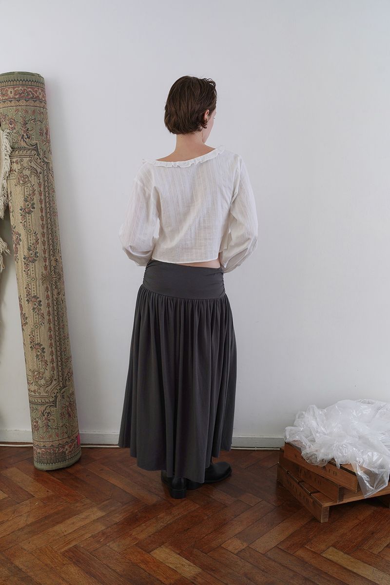 Mona shirring skirt_charcoal