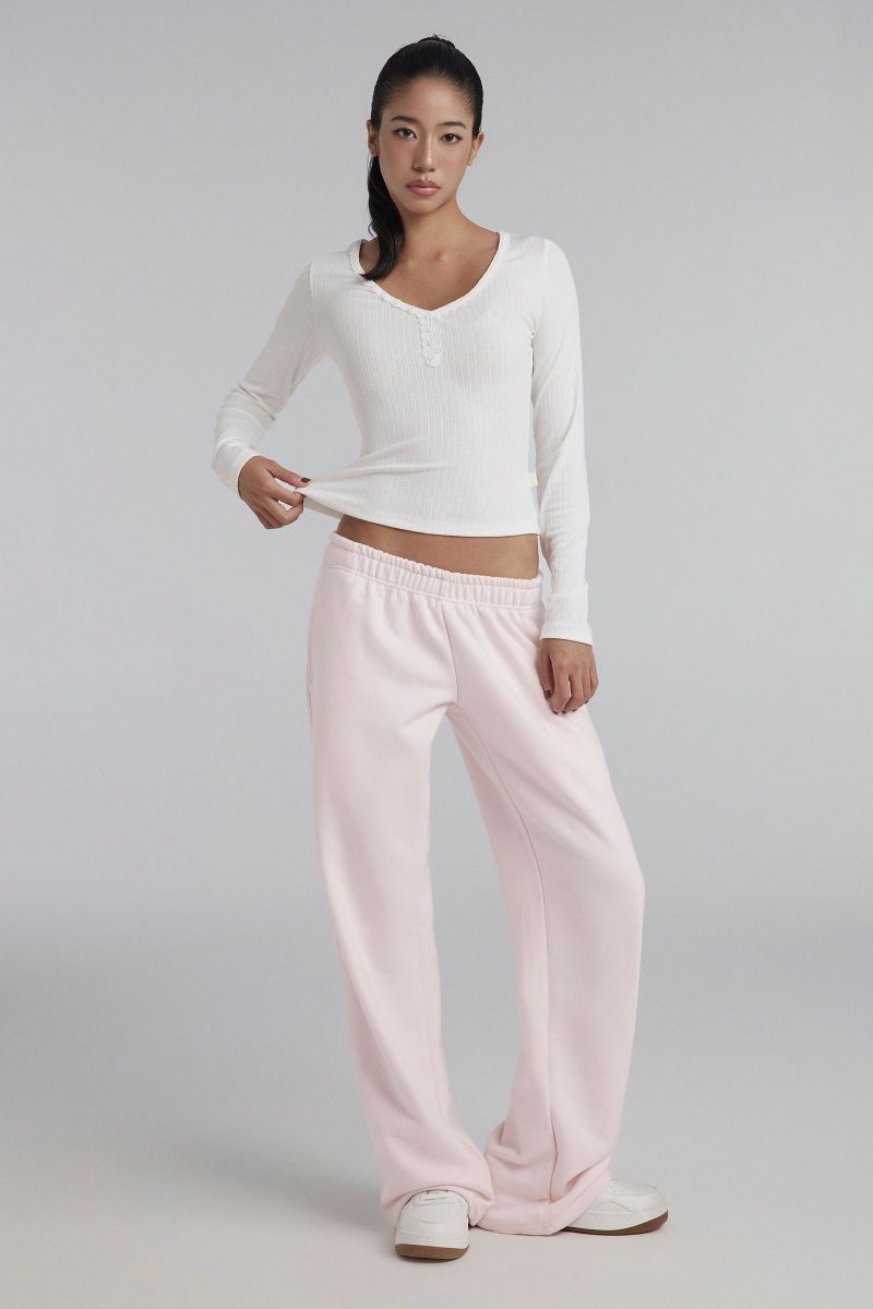 Cloud Cozy Lace Henley Top, White
