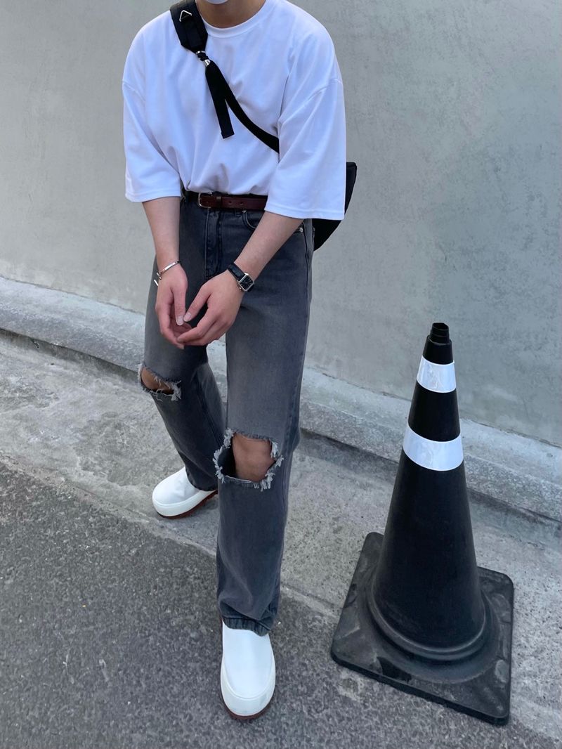 EASY DETROYED DENIM PANTS(2COLOR)