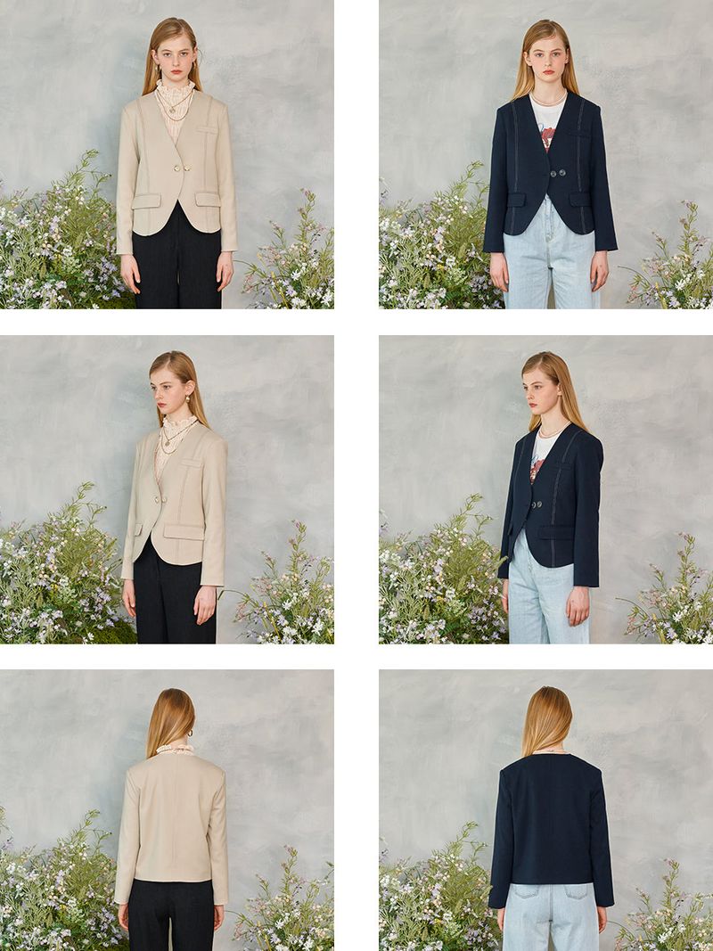 Line No-collar Jacket (2colors)