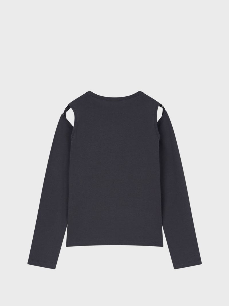 Hole Sleeve Top_Charcoal