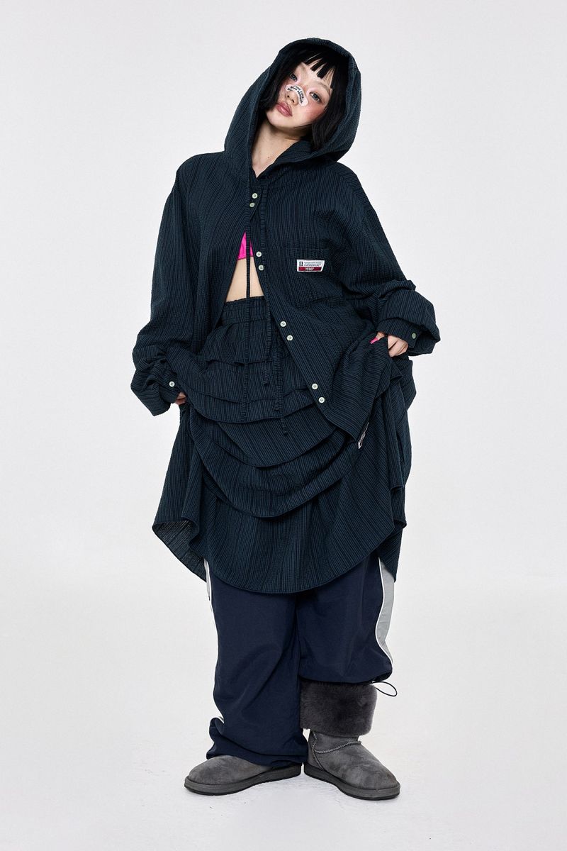 チェックラッフルスカート  Navy