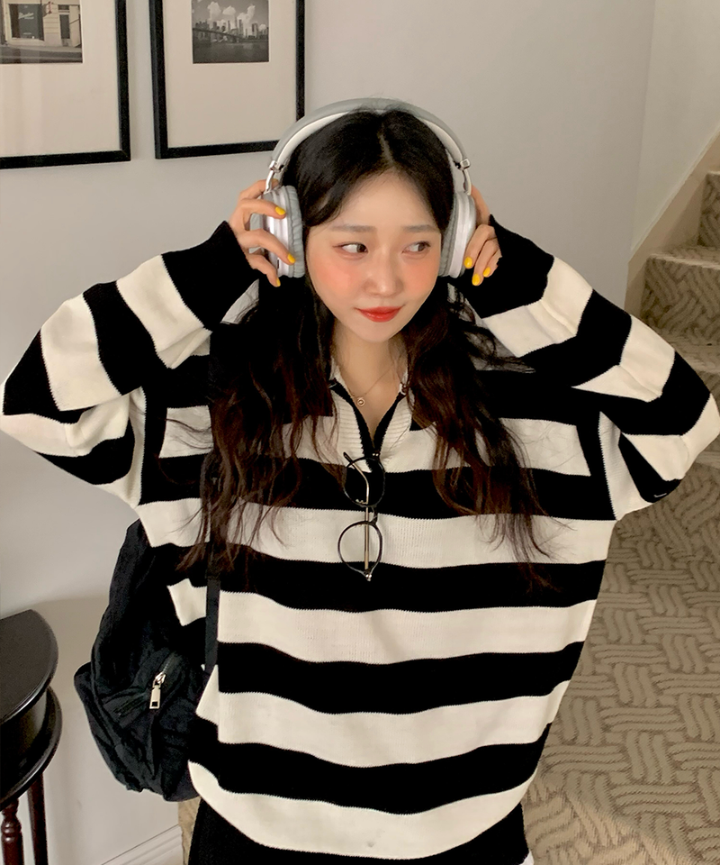 Bold Stripe Collar Knit