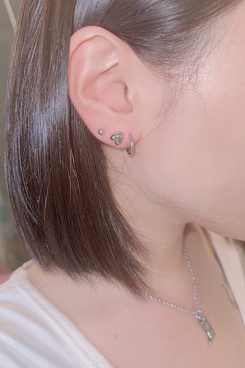 シンプルハートピアスセット(3pcs set)