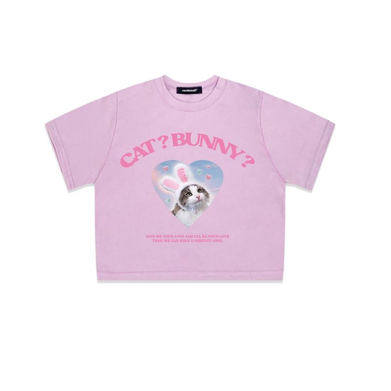 CAT&BUNNY CROP T-SHIRT [4COLOR]