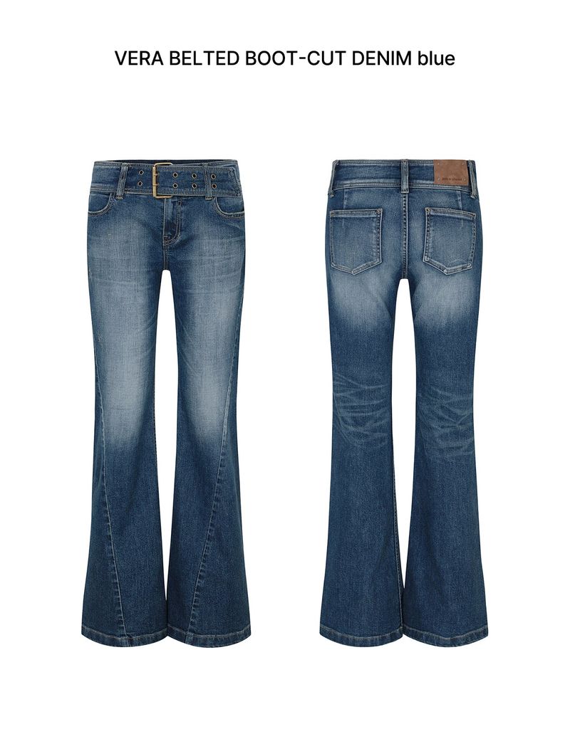 VERA BELTED BOOT-CUT DENIM blue