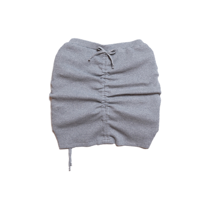 SHIRRING STRING SKIRT GRAY