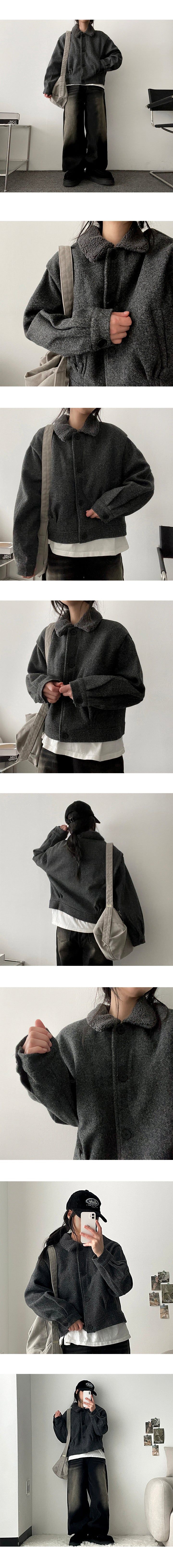Dura wool collar abut woolen quilted short coat jacket