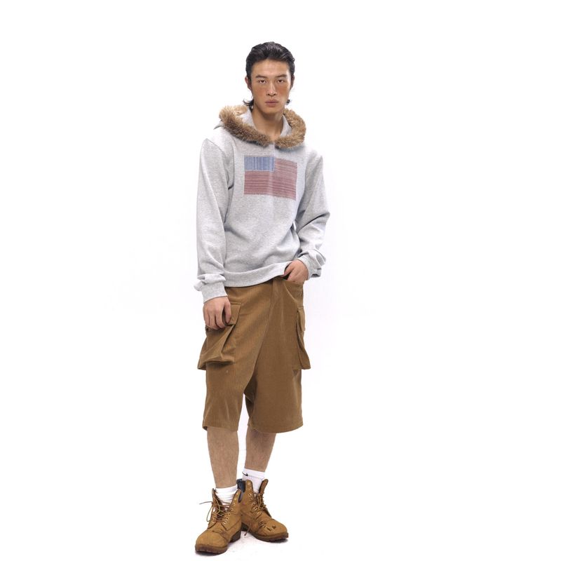 NyDkyel™ Elastic soft feel fabric mixed gray American hooded fur collar hoodie