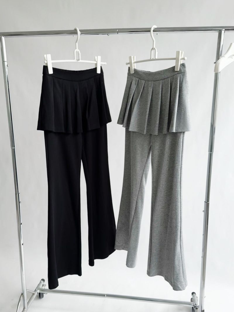 Pleated Skirt Stretch Long Pants