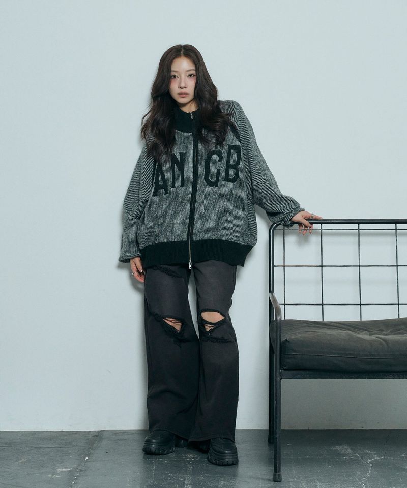 UNISEX プレーティングジップニット