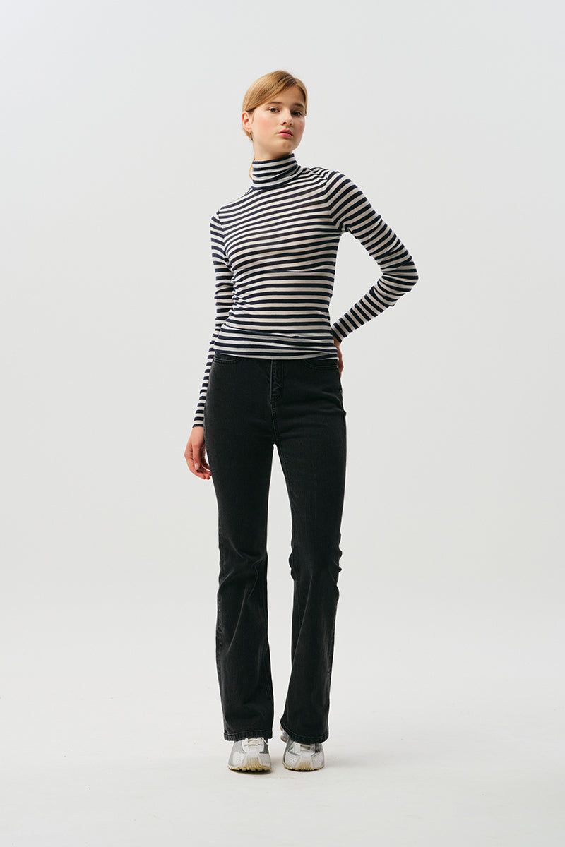 CHERRY BOOTS CUT DENIM PANTS [CHARCOAL]
