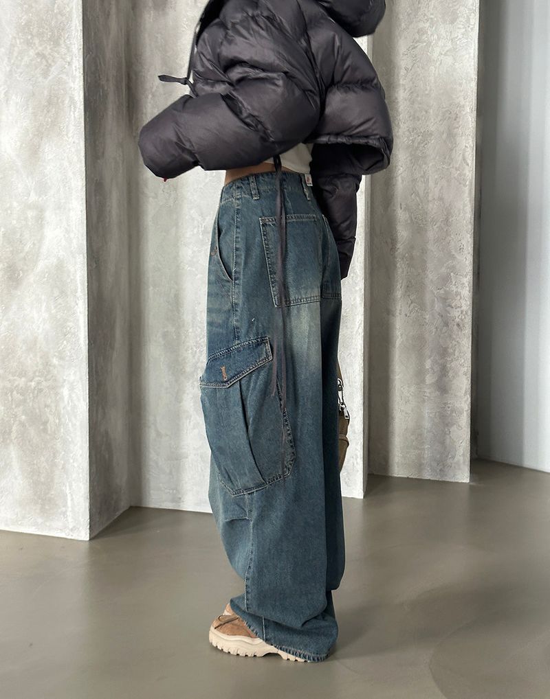 reversible duck down double-sided crop padded coat