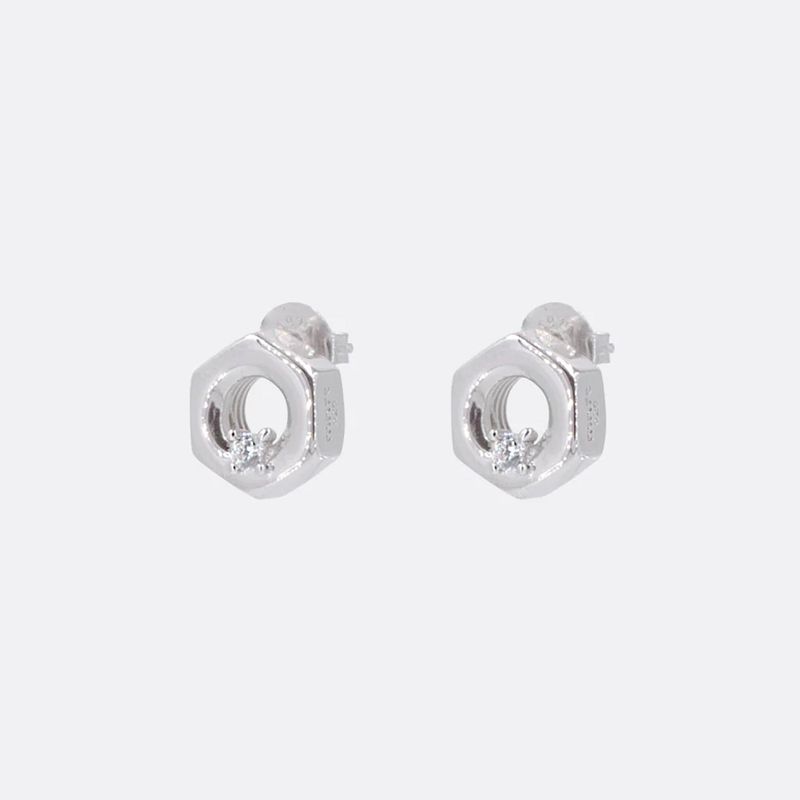 MIDNIGHTFACTORY（ミッドナイトファクトリー）の「ヘックスナットダブルキュービックジルコニアピアス（アクセサリー）」