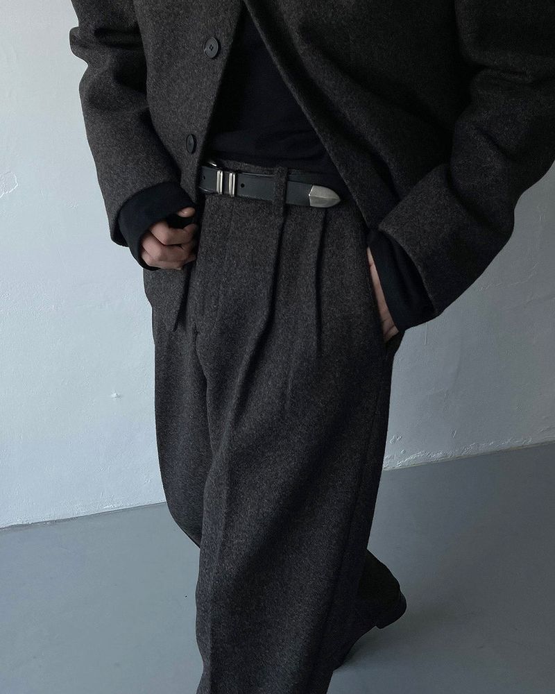 CR Youth shuffle two-tuck wool wide pants (3 colors)