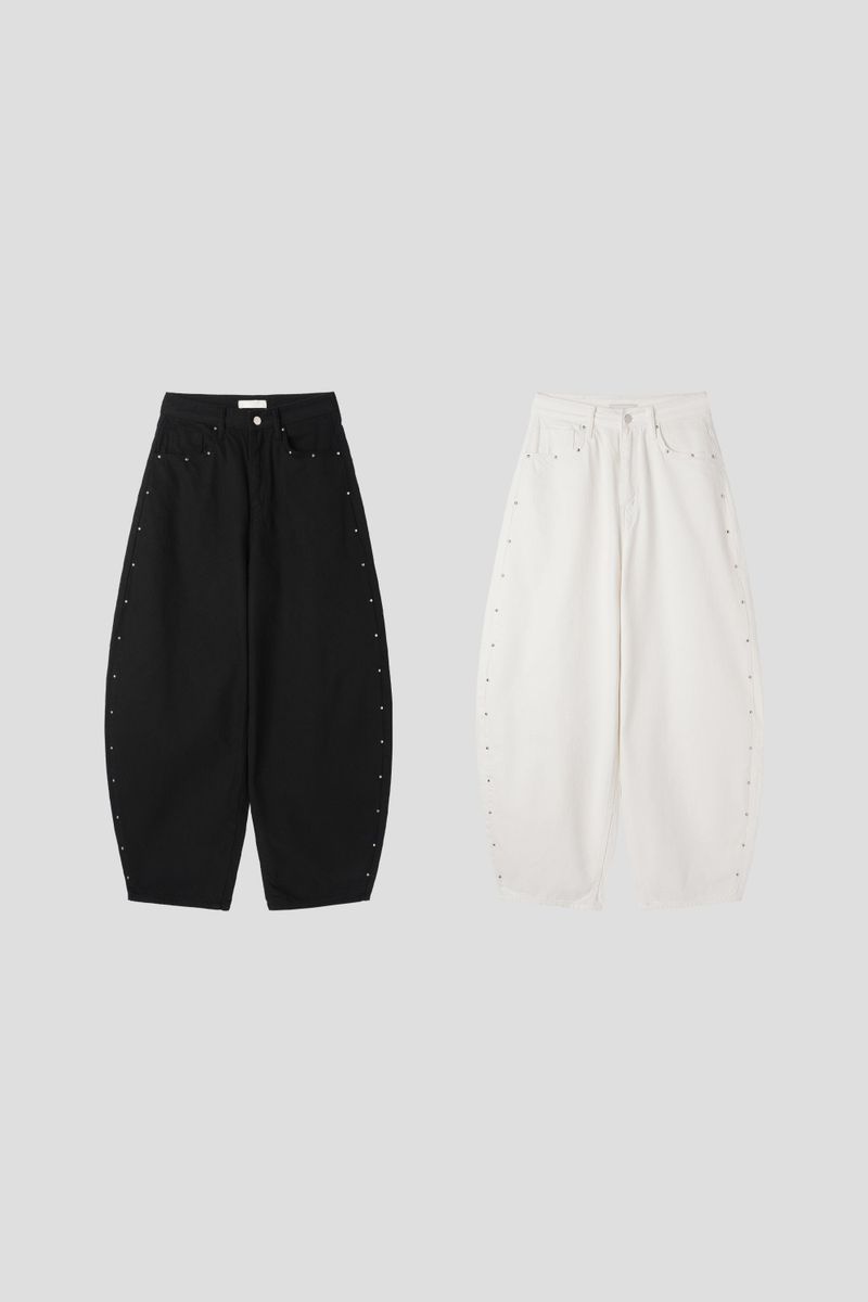 STUD BALLOON WIDE PANTS (2C)
