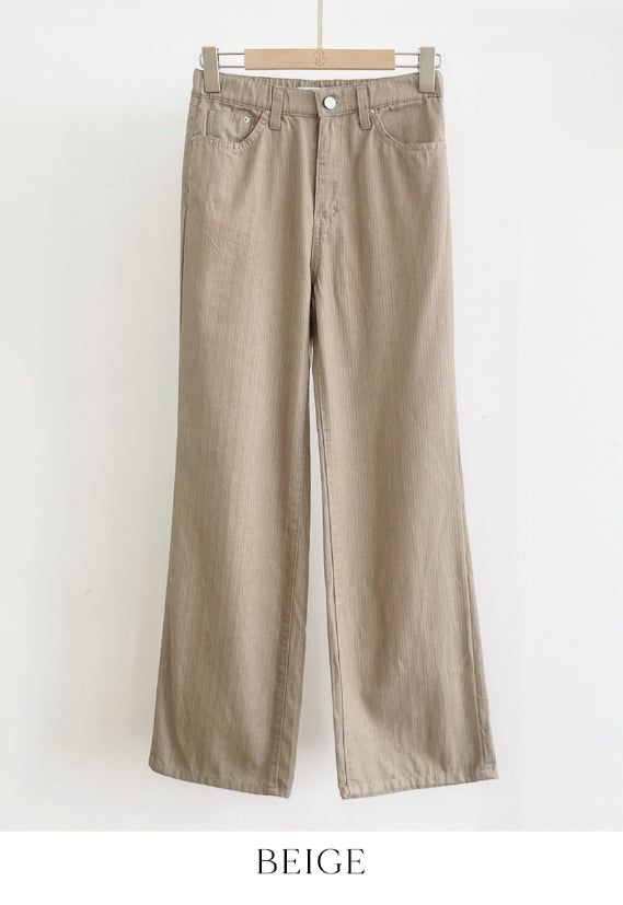 Bully Herringbone Cotton Banding Wide Pants