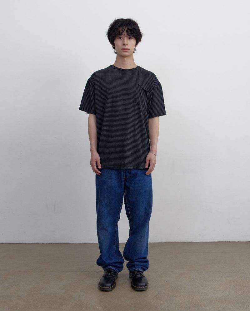 Stripe Washed Pocket Damage Tee