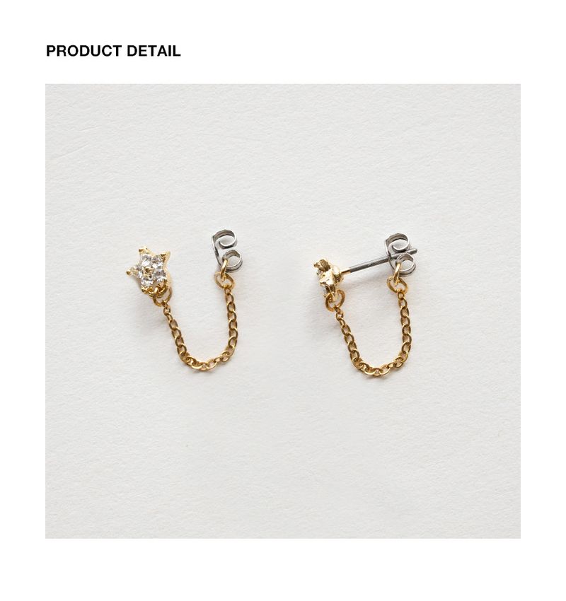 Tiny star and chain drop earring
